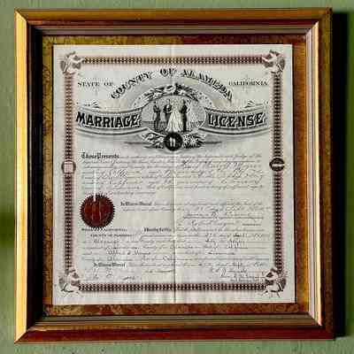 Marriage license of Bertha May and Henry Haight Meyers, 1895