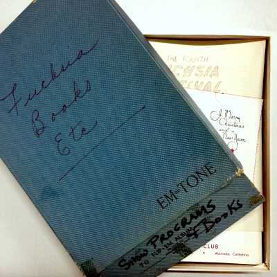 Box of programs of shows given by the Fuchsia Society, 1950-1960