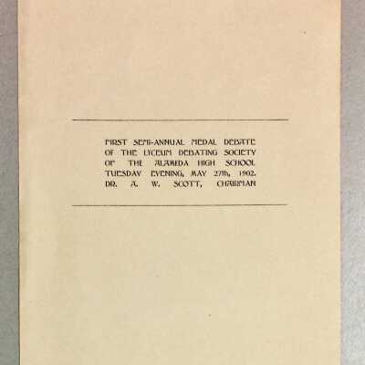 Invitation to medal debate of Debating Society of AHS, 1902