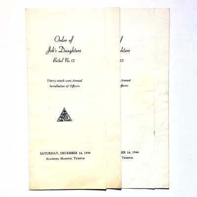 Programs installation of officers 'Order of Job's Daughters', 1944