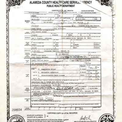 supporting document; photocopy of death certificate