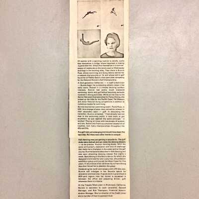 Clipping about Bunny Fergus Russ, swimmer and golfer, 1968
