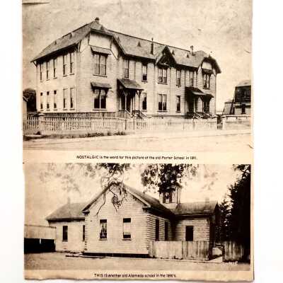 Clipping of reproduction photo of 1891 Porter School, 1972