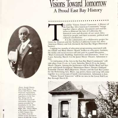 Article 'Visions Toward Tomorrow' Exhibit at Oakland Museum, 1989