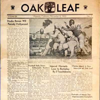 Alameda High School newspaper 'The Oak Leaf', November 8, 1933