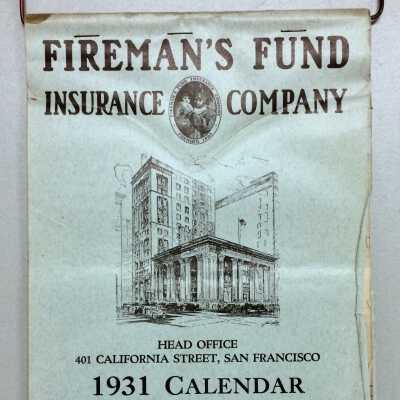 Fireman's Fund Insurance Company Advertising Calendar from Herbert D. Clark, 1931