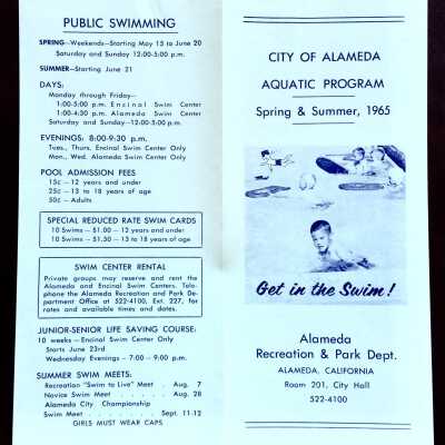 Flyer for Aquatic Program, City of Alameda, 1965