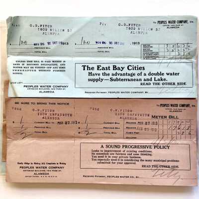 Bills from the Peoples Water Company, Dr., 1908-1916