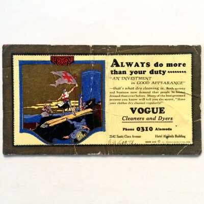 Advertising Ink Blotter for Vogue Cleaners and Dyers, c. 1930s