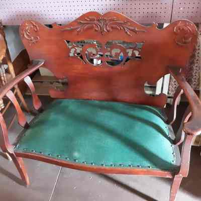 Wooden two-seat bench of the Fenn family, ca. 1900