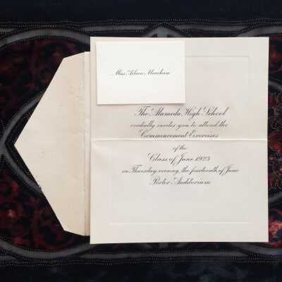 Invitation and calling card annoucing commencement exercises Alameda High School, June 1923