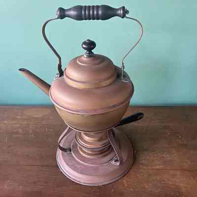 Brass tea kettle and stand from the Capt. Fred. J. Hunt family, C. 1900