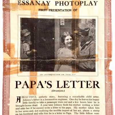 Ad for the Essanay Photoplay 'Papa's Letter', c. 1911-1912