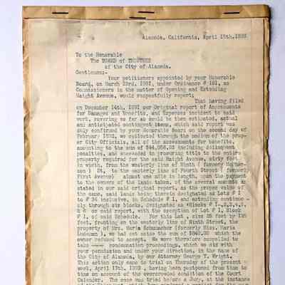 Typed report about extension of Haight Ave, 1893