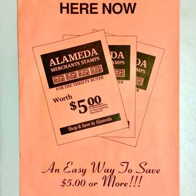 Window Poster for Alameda Merchant Stamp Booklet, between 1921-1992
