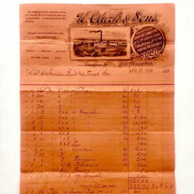 Clark Pottery Works sales receipt, 1898