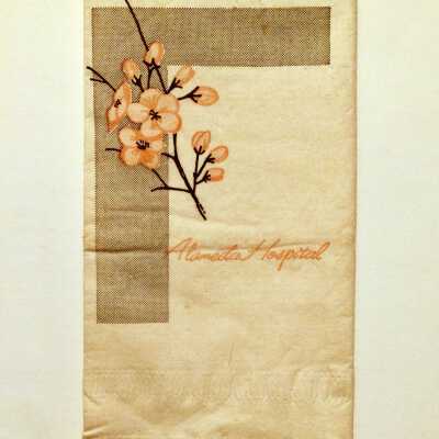 Paper napkin from the Alameda Hospital Cafeteria