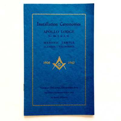 Program Installation of Officers for 1943, Apollo Lodge 396 (Masons), 1942