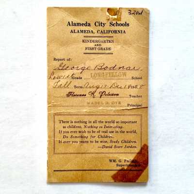 Longfellow School Report Card, 1928