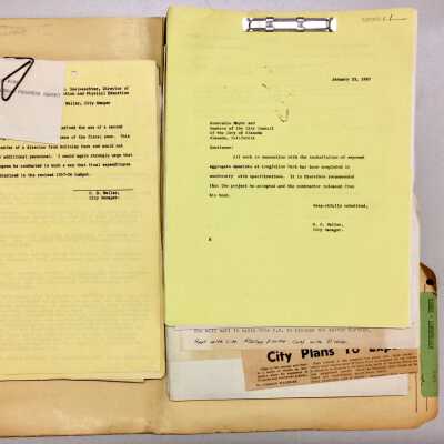 Folder about Improvements to Longfellow Park, 1940s-1960s