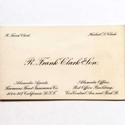 R. Frank Clark and Son Calling Card, 1898-1902