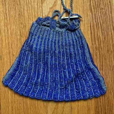 Blue beaded purse made by Jeanette Meyers, c. 1920s