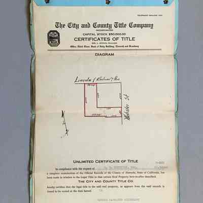 Certificate of Title from the City and County Title Company, 1923