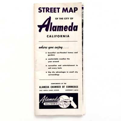 Folding 'Street Map Alameda' issued by the Chamber of Commerce, after 1950s