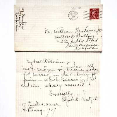 Letter of Congratulation to William Nankervis from Elizabeth Westgate, 1927