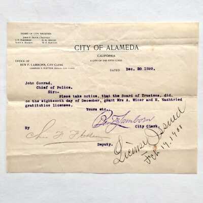 2 peddlers permits, signed Charles F. Fletter, 1899