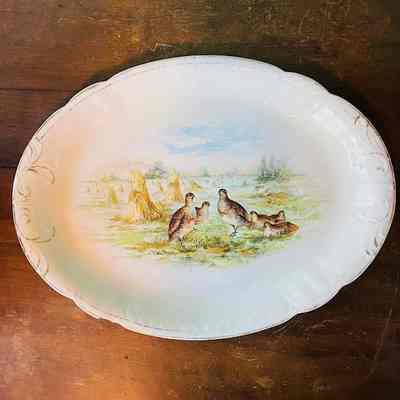 Oval semi-porcelain with design of gaming birds from the O'Hare family, early 1900s