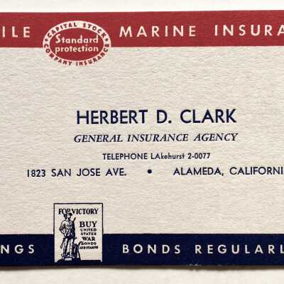 Advertising Blotter for Herbert D. Clark, General Insurance Agency, 1941-1945
