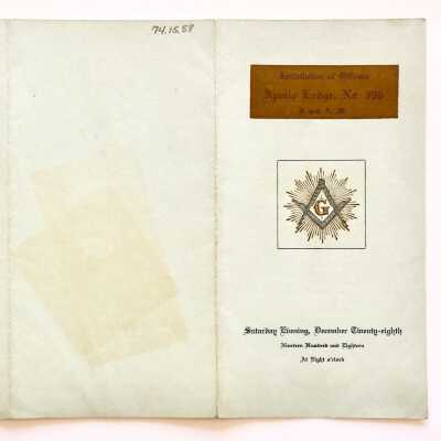 Program Installation of Officers, Apollo Lodge 396 (Masons), 1918