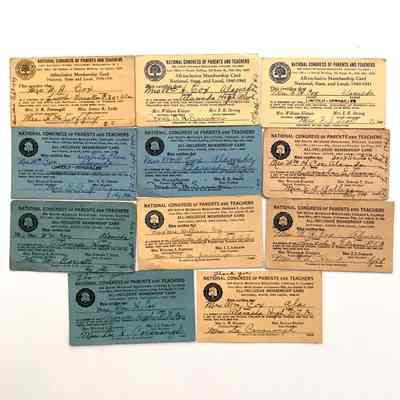 National Congress of Parents and Teachers membership cards of A. Cox, 1938-1947