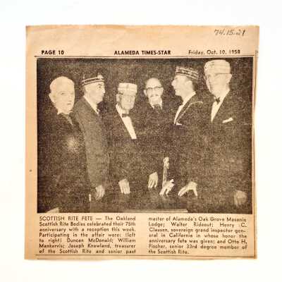 Newspaper Clipping Masons at Scottish Rite Fete, 1958
