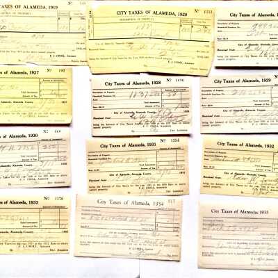 City Tax receipt forms for 1210 Pearl Street, 1920-1935