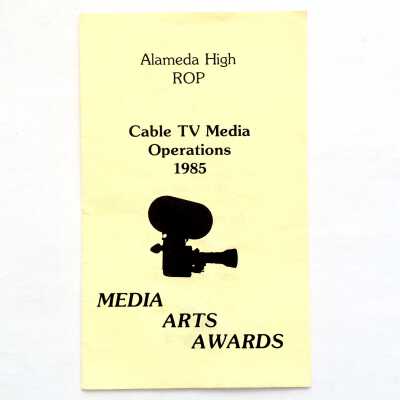 Program for awards presentations, Alameda High School, for cable TV Media Arts, 1985