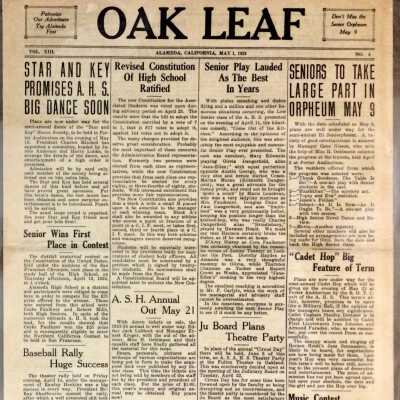 Alameda High School newspaper 'The Oak Leaf', May 1, 1924