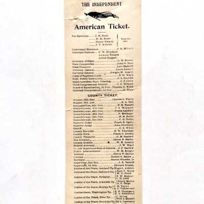 Political Candidates List for Independent - American ticket, c. 1890s