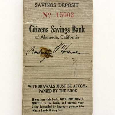 Citizens Savings Bank of Alameda Pass Book of R. O'Hare, 1923