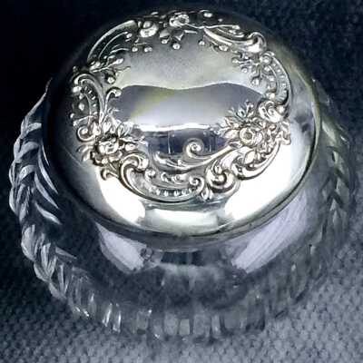 Gorham cut glass jar with lid with rose wreath, c. 1897