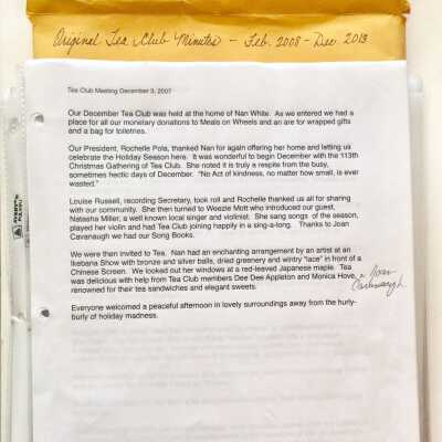Tea Club Minutes and correspondence, 2001-2013