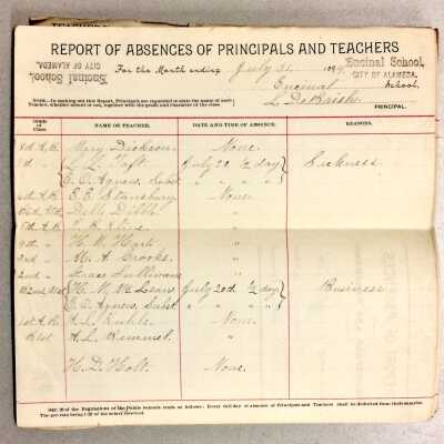 Report of Absences of Principals and Teachers, 1894