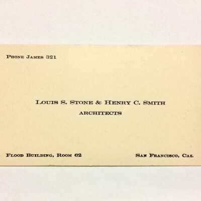 Business card of Louis S. Stone and Henry S. Smith, architects, 1902