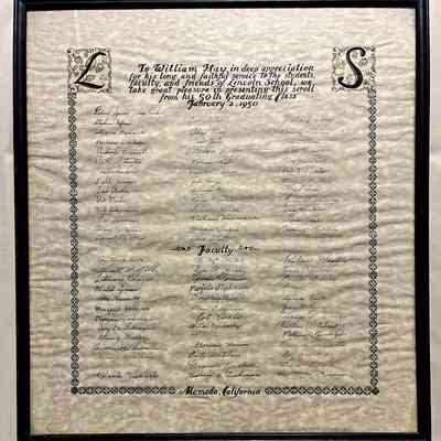 Certificate of Appreciation from Lincoln School, February 1950
