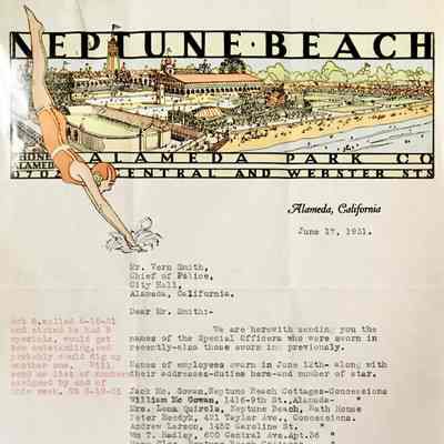 Letter to Vern Smith about deploying officers to Neptune Beach, 1931