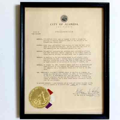 City of Alameda Proclamation of October 12, 1963 as Otto Rittler day