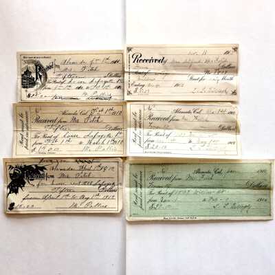 Rent payment receipts for the Fitch family, 1909-1916.