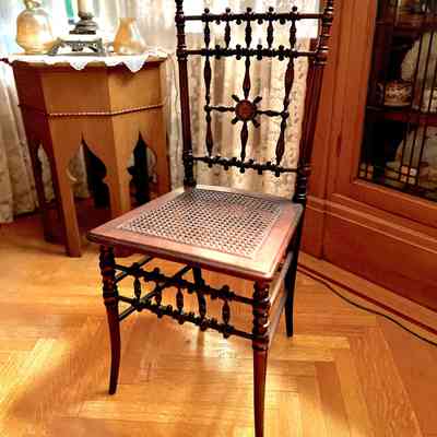 Victorian Reception Chair with carved flower, c. 1890