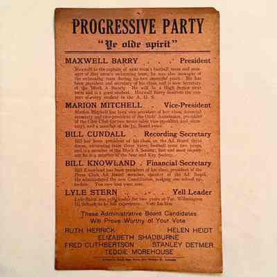 High School student council voting roster, c. 1923.